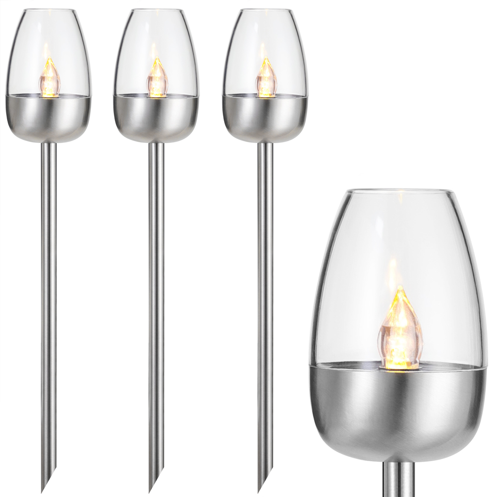 Set Luces Solares exterior jardín de Acero inoxidable efecto de llama