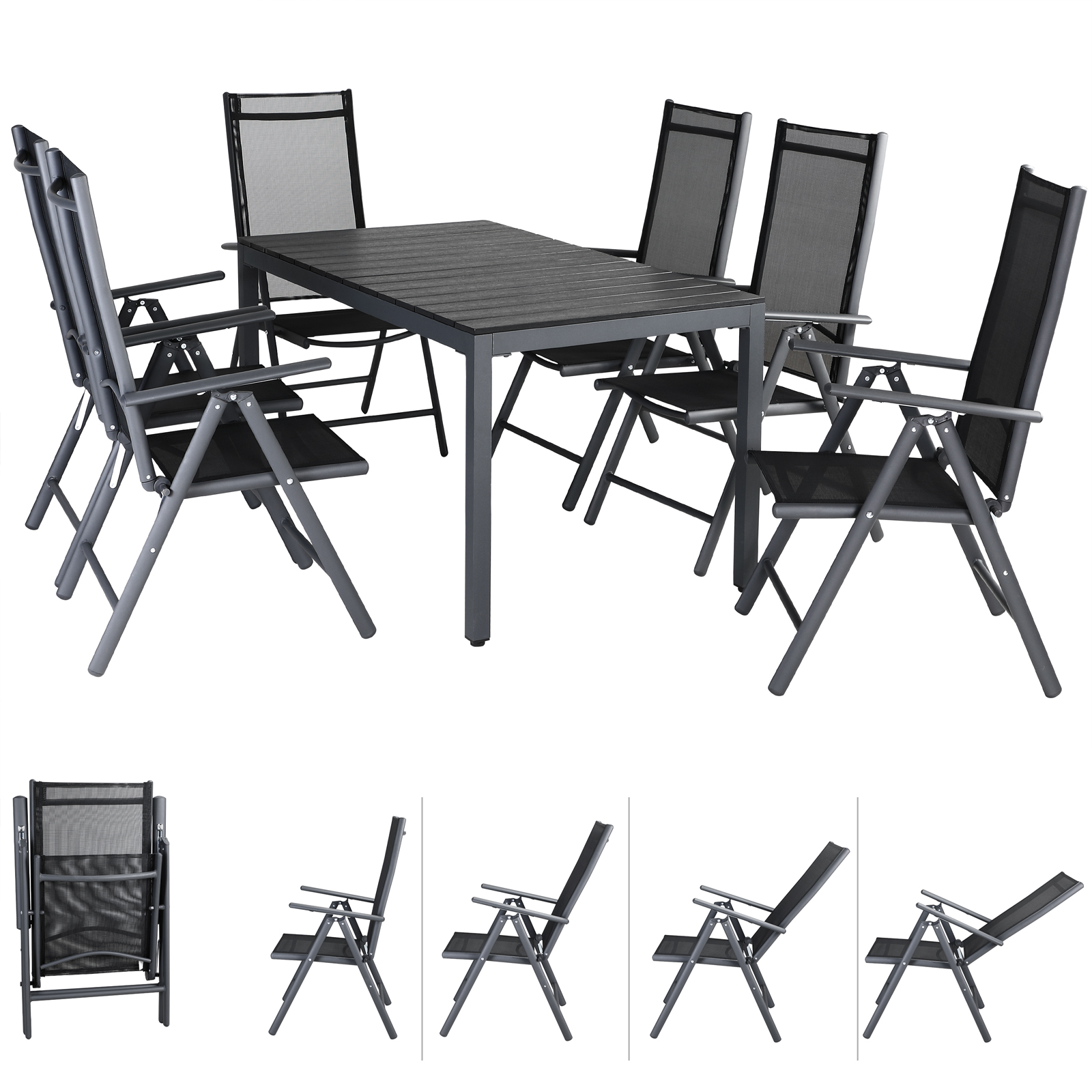 Casaria Aluminium Garden Dining Table and Chairs Set 6 ...