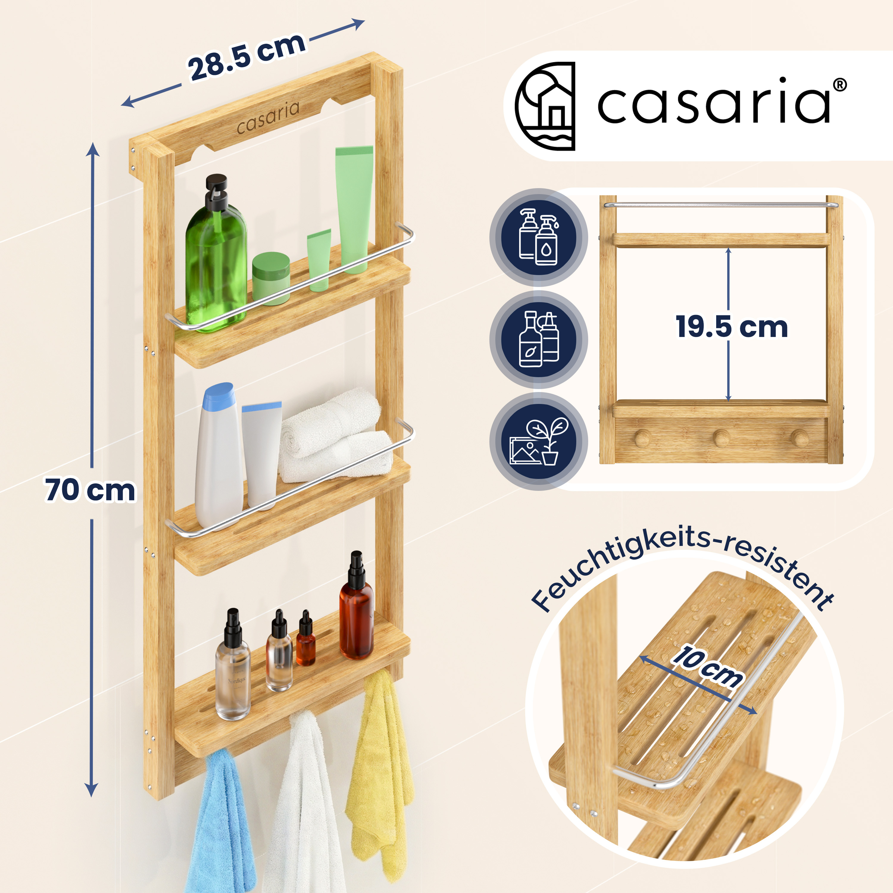 Duschablage Duschregal Hngeregal Badregal Zum Hngen Bambus Holz CASARIA  | eBay.de