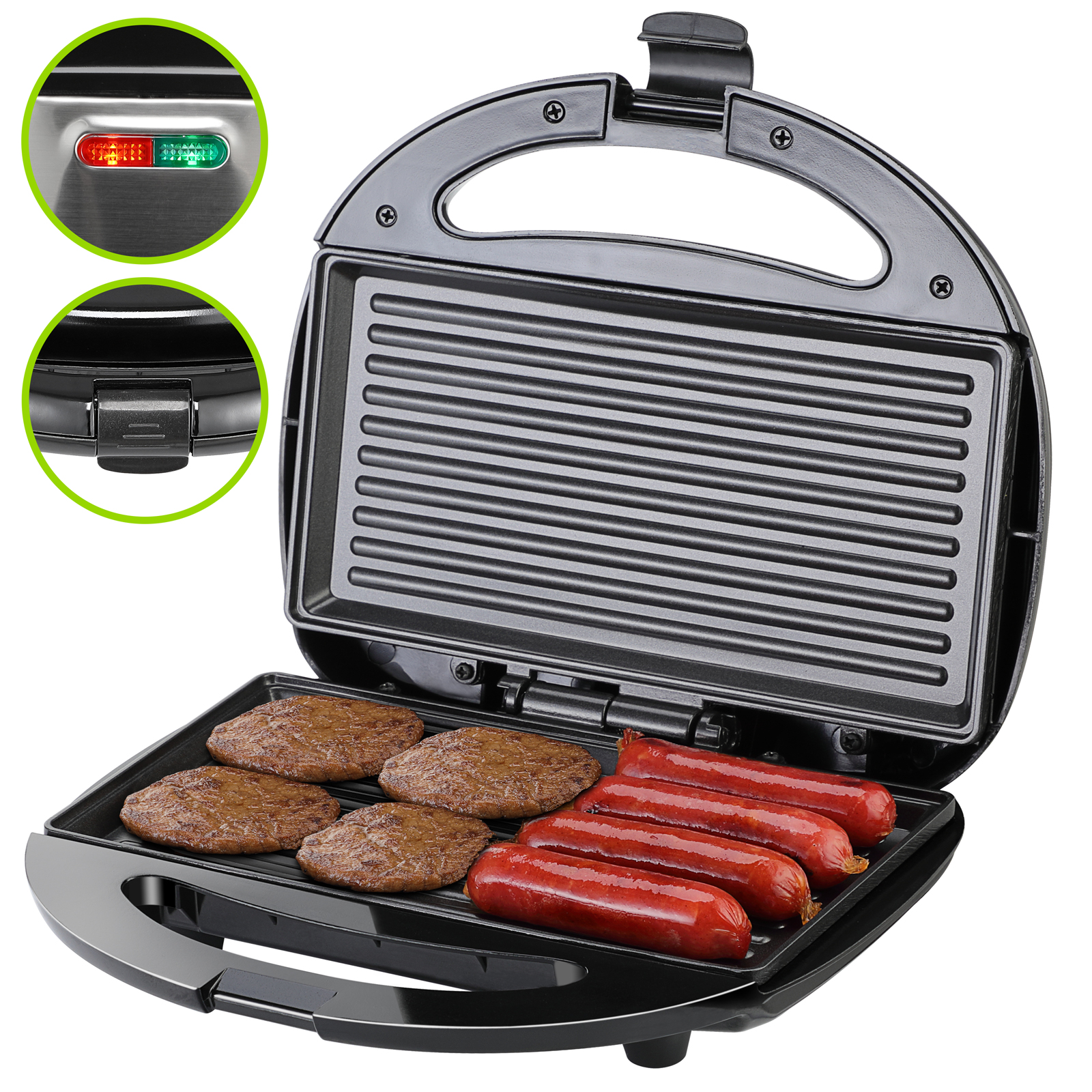 Sandwichmaker Sandwichtoaster Tischgrill BPA frei Paninitoaster 750 W