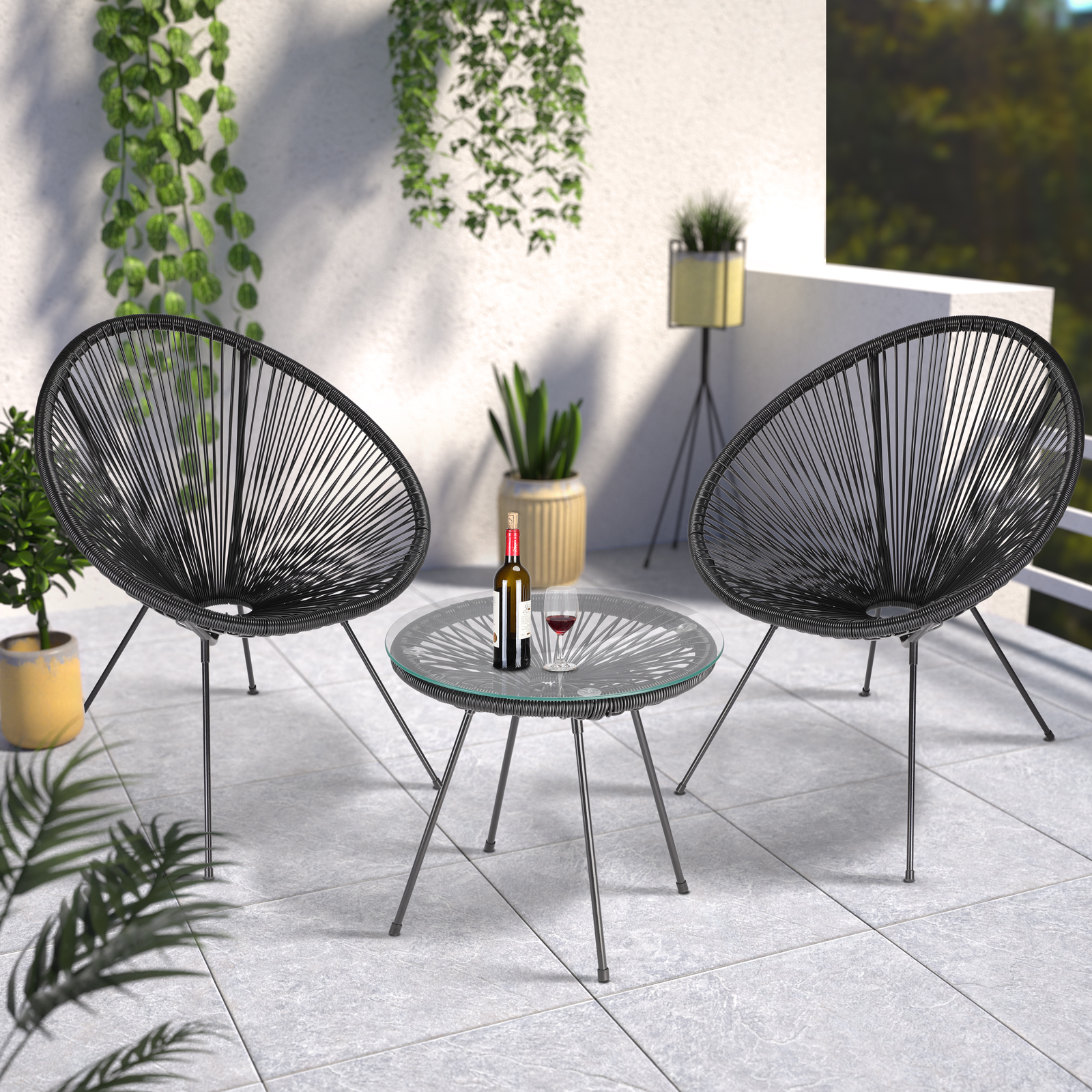 Balkonset Sitzgruppe Acapulco 3 tlg Balkon Lounge Gartenmöbel