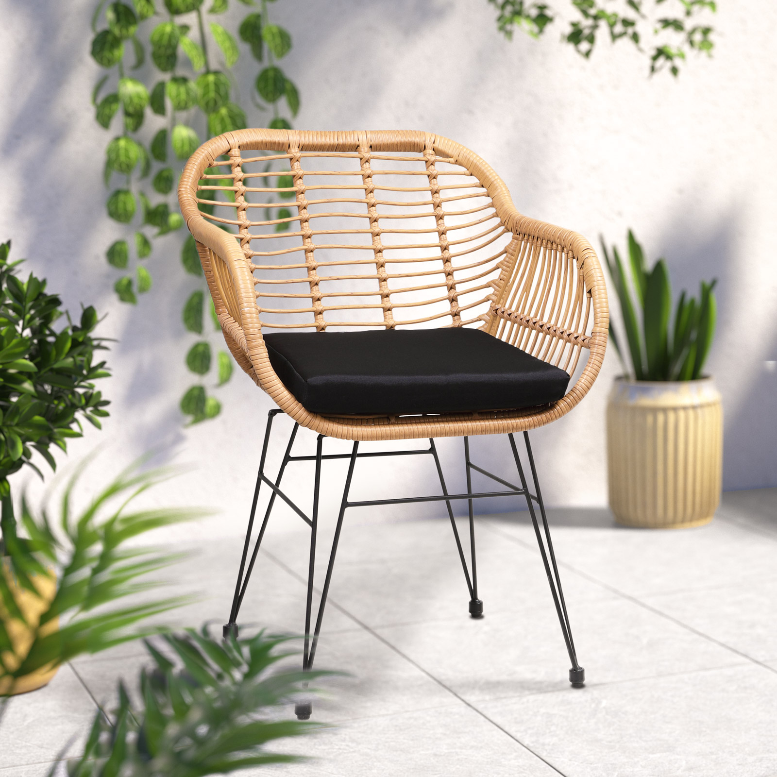 2er Set Korbsessel Gartenstühle Esszimmerstühle Poly Rattan