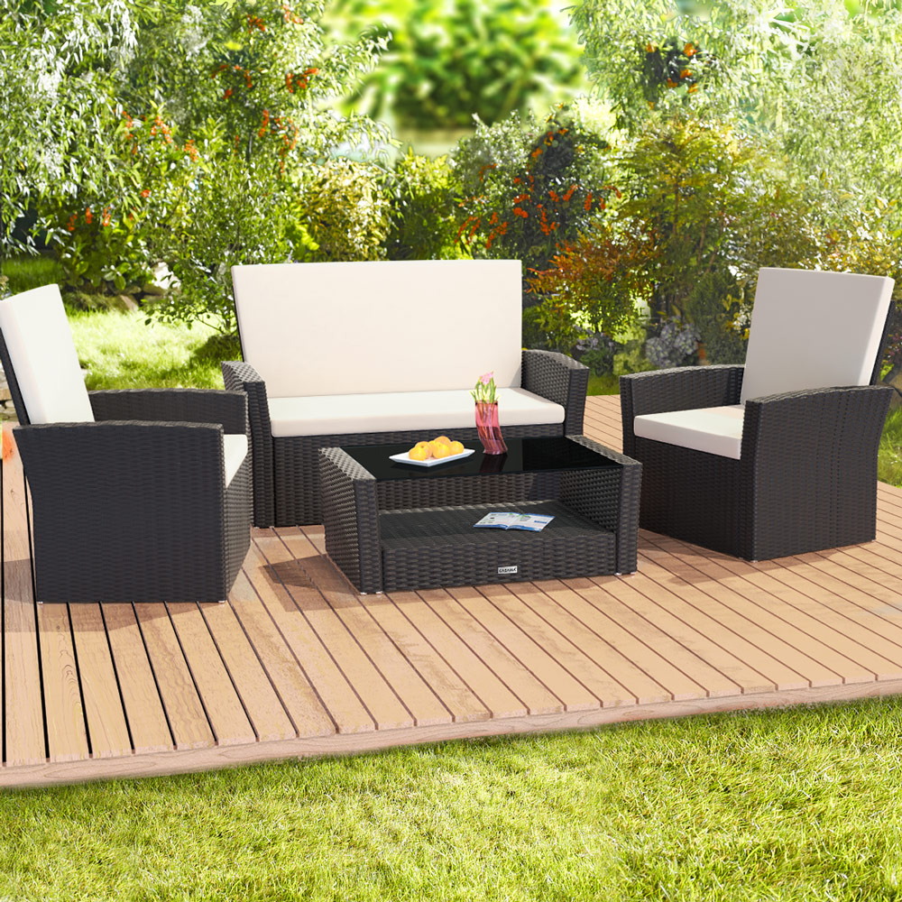 Garten Balkon Lounge Gartenmöbel Lounge Set Sitzgruppe Poly Rattan Sitzgarnitur Garten