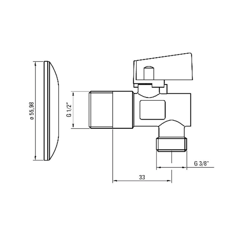 Design Eckventil Messing Verchromt Mit Filter Und Rosette 1 2 X 3 8