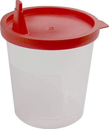 Urinprobenbecher 125 ml mit rotem Schnappdeckel