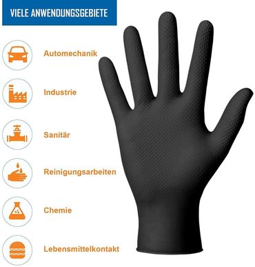 Diamantgrip Nitril-Handschuhe Schwarz | 100 Stck | Herrmann Betriebshygiene