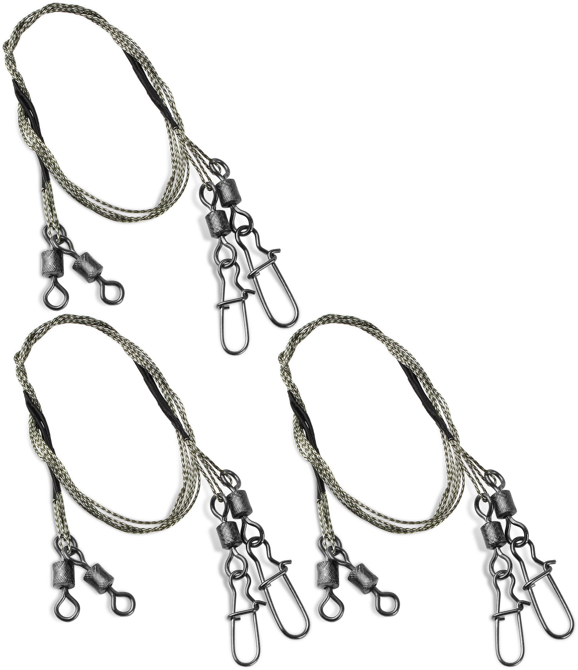 JAXON Stark Set 2St Raubfischvorfach Stahlvorfach mit Karabiner+Wirbel Vorfach