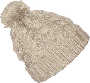 Strickmütze mit Zopfmuster in 6 Farben mit Bommel