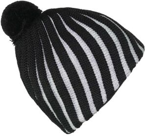 Grobgestrickte Mütze mit Bommel ohne Umschlag und Polartec Futter