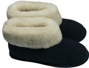 Extra dicke Lammfellschuhe mit Ledersohle in 2 Farben