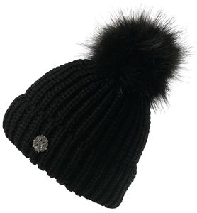 grob gestrickte Mütze mit Riesenbommel