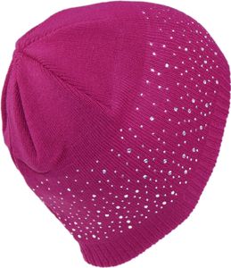 gestrickte Mädchenmütze mit Schleife und Strass