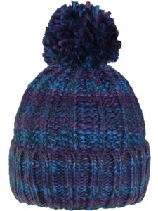 Grob gestrickte Mütze  mit Bommel 3 Farben