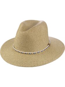 Großer Damenhut in beige mit Kordel