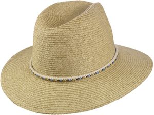 Großer Damenhut in beige mit Kordel