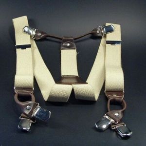 Hosenträger mit 6 Clips beige Rustikal