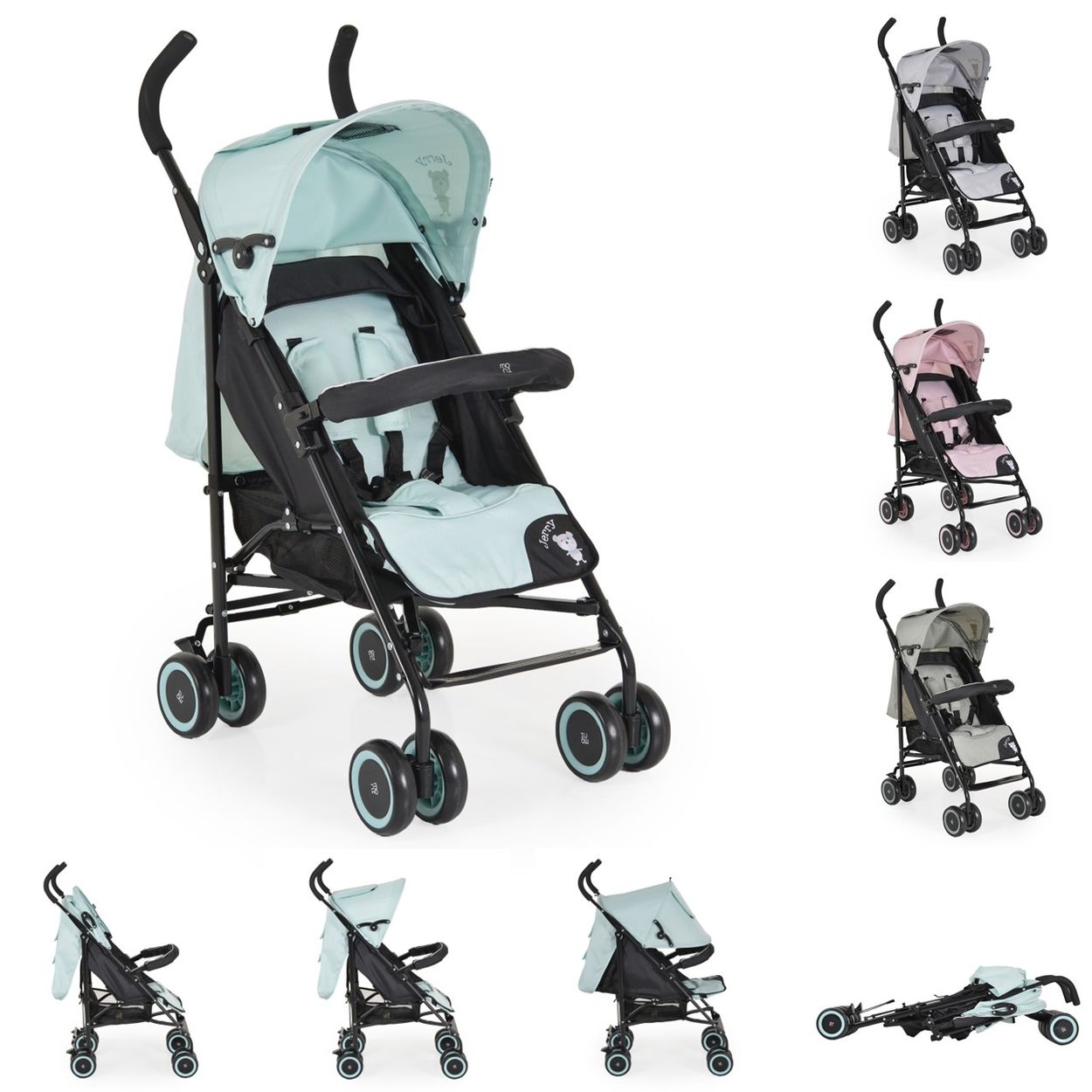 Moni Kinderwagen, Buggy Jerry, Sonnendach, schwenkbare Vorderräder, EVA-Räder