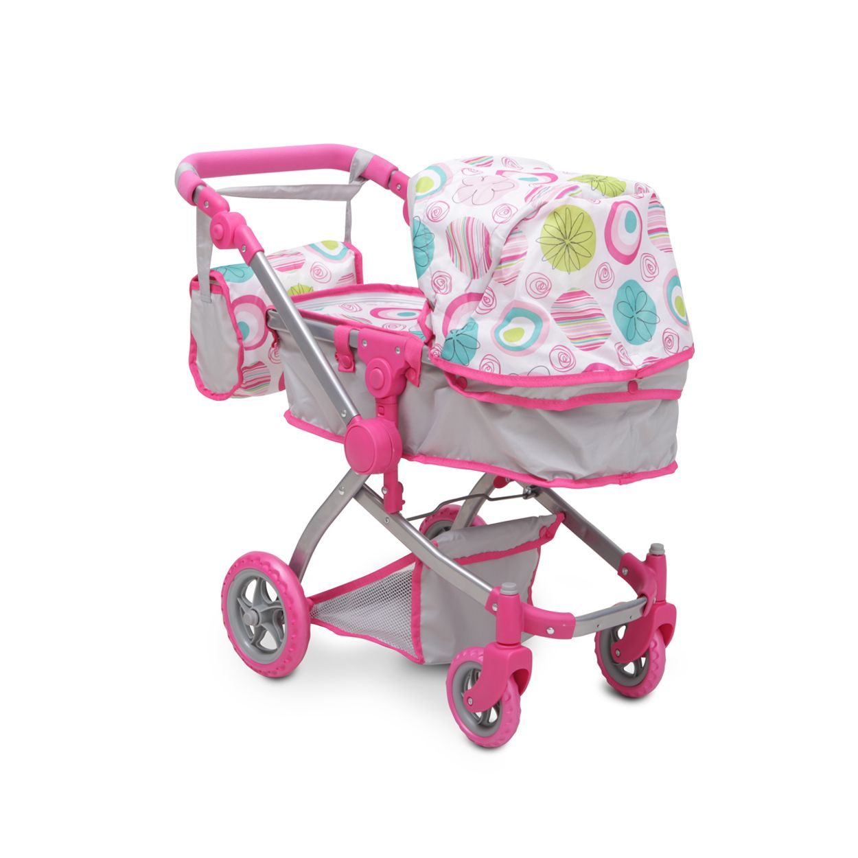 Puppenwagen pink Rose 9651B, verstellbarer Schiebegriff, Sonnendach, Tasche  | Babyshoppen - Willkommen in unserem Shop fr Ihr Baby und Kleinkind