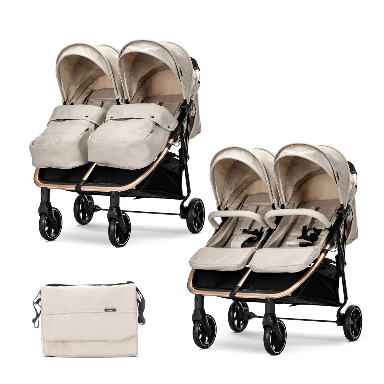 Lorelli Zwillingskinderwagen Duo klappbar verstellbar Fuabdeckung  Wickeltasche | eBay.de