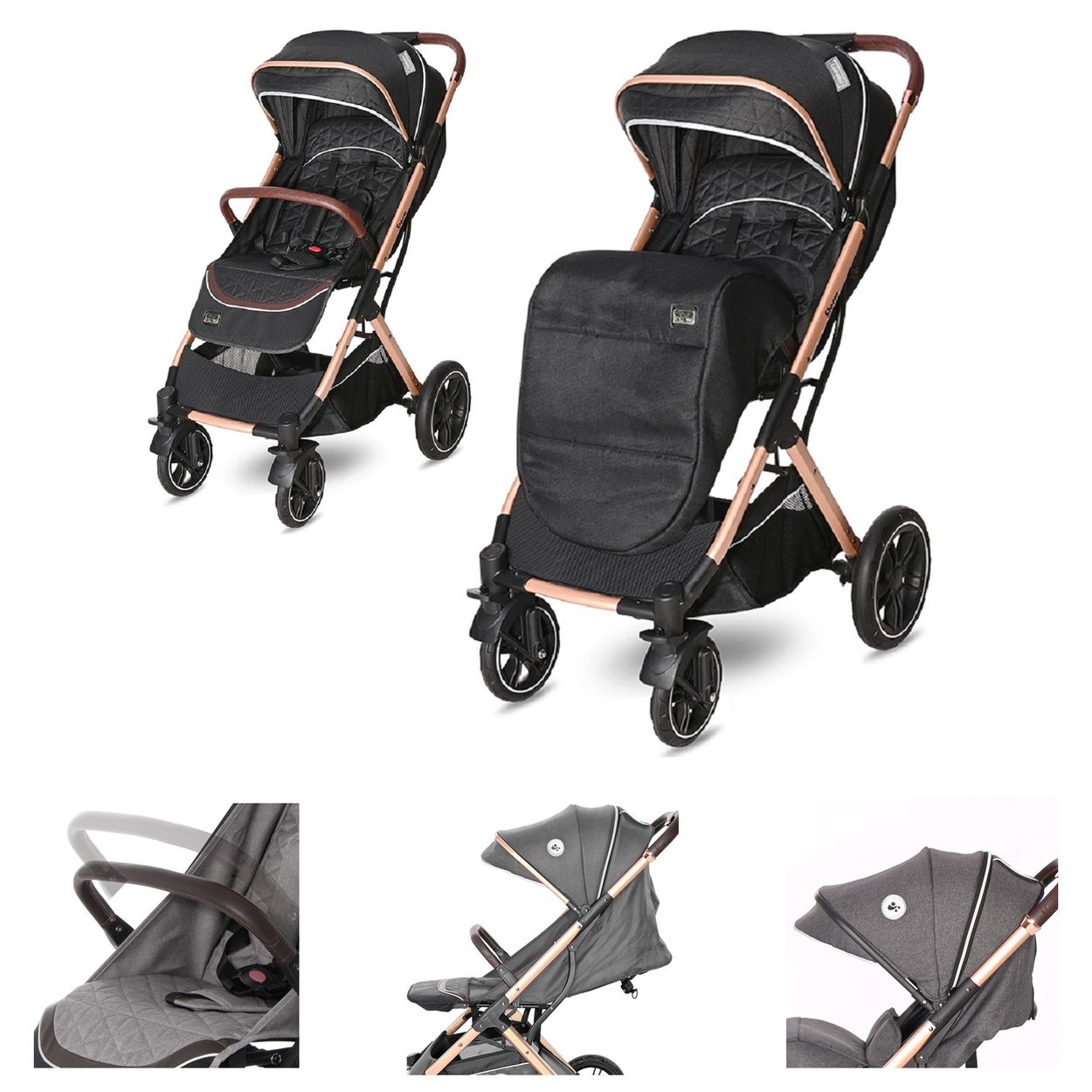 Lorelli Kinderwagen Storm Buggy, Fußabdeckung, PU-Räder, Sonnendach, verstellbar