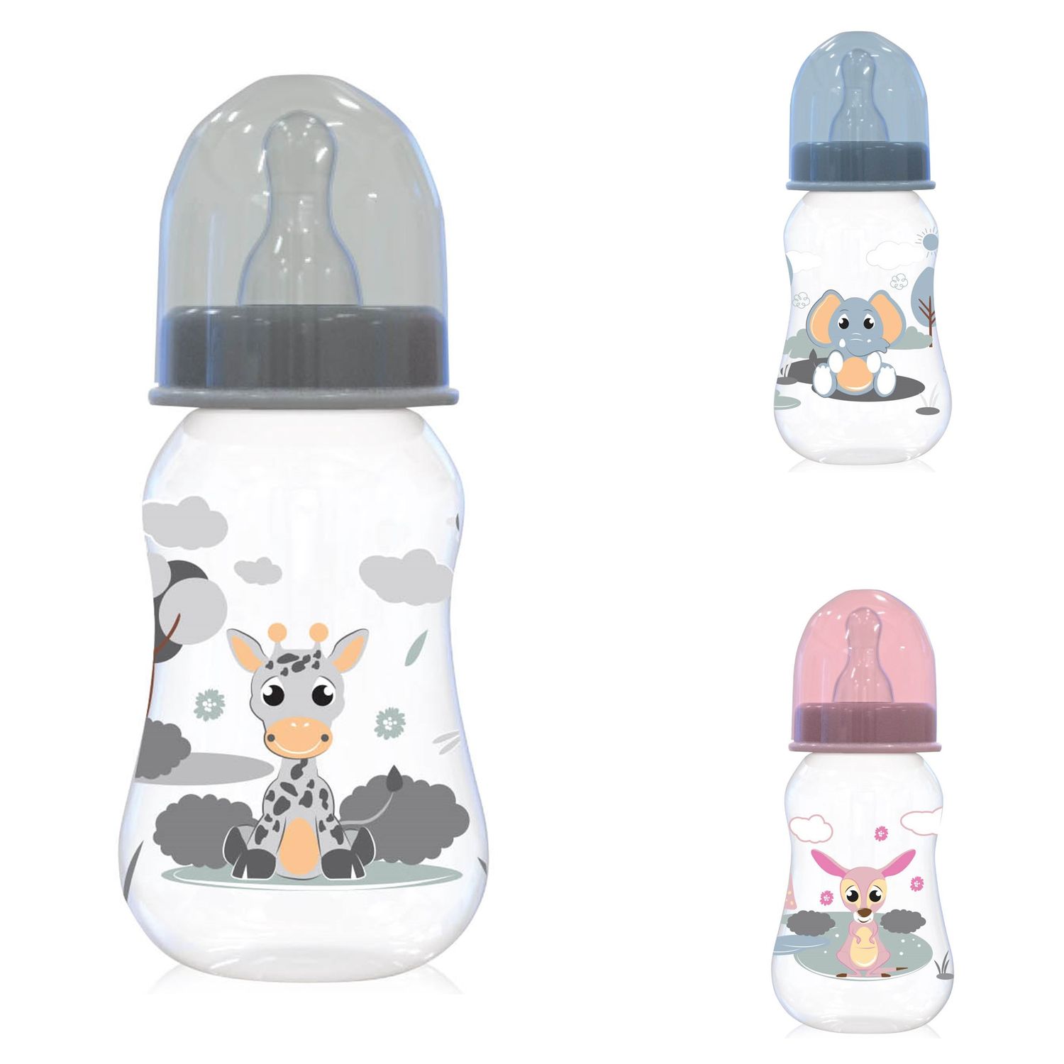 Baby Care Babyflasche Easy Grip 125 ml Silikonsauger Größe 0+, Deckel, ab Geburt