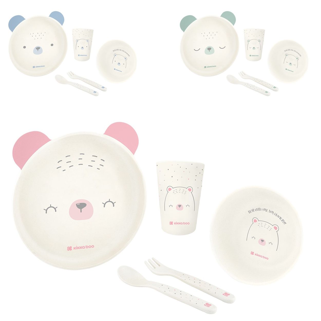 Kikkaboo Kindergeschirr Set Bear with me 5-teilig, Tiermotiv, Schale, Besteck