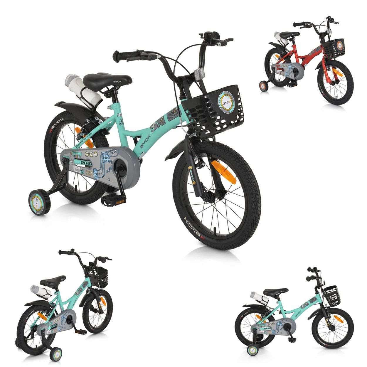 Byox Kinderfahrrad Robo 16 Zoll Sttzrder, Flasche, Klingel, Korb,  Metallrahmen | Babyshoppen - Willkommen in unserem Shop fr Ihr Baby und  Kleinkind
