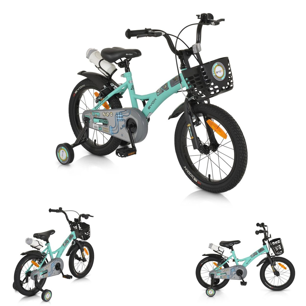 Byox Kinderfahrrad Robo 16 Zoll Sttzrder, Flasche, Klingel, Korb,  Metallrahmen | Babyshoppen - Willkommen in unserem Shop fr Ihr Baby und  Kleinkind