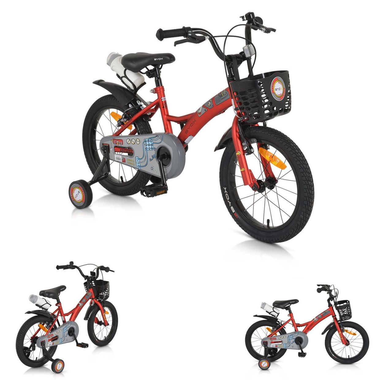 Byox Kinderfahrrad Robo 16 Zoll Sttzrder, Flasche, Klingel, Korb,  Metallrahmen | Babyshoppen - Willkommen in unserem Shop fr Ihr Baby und  Kleinkind