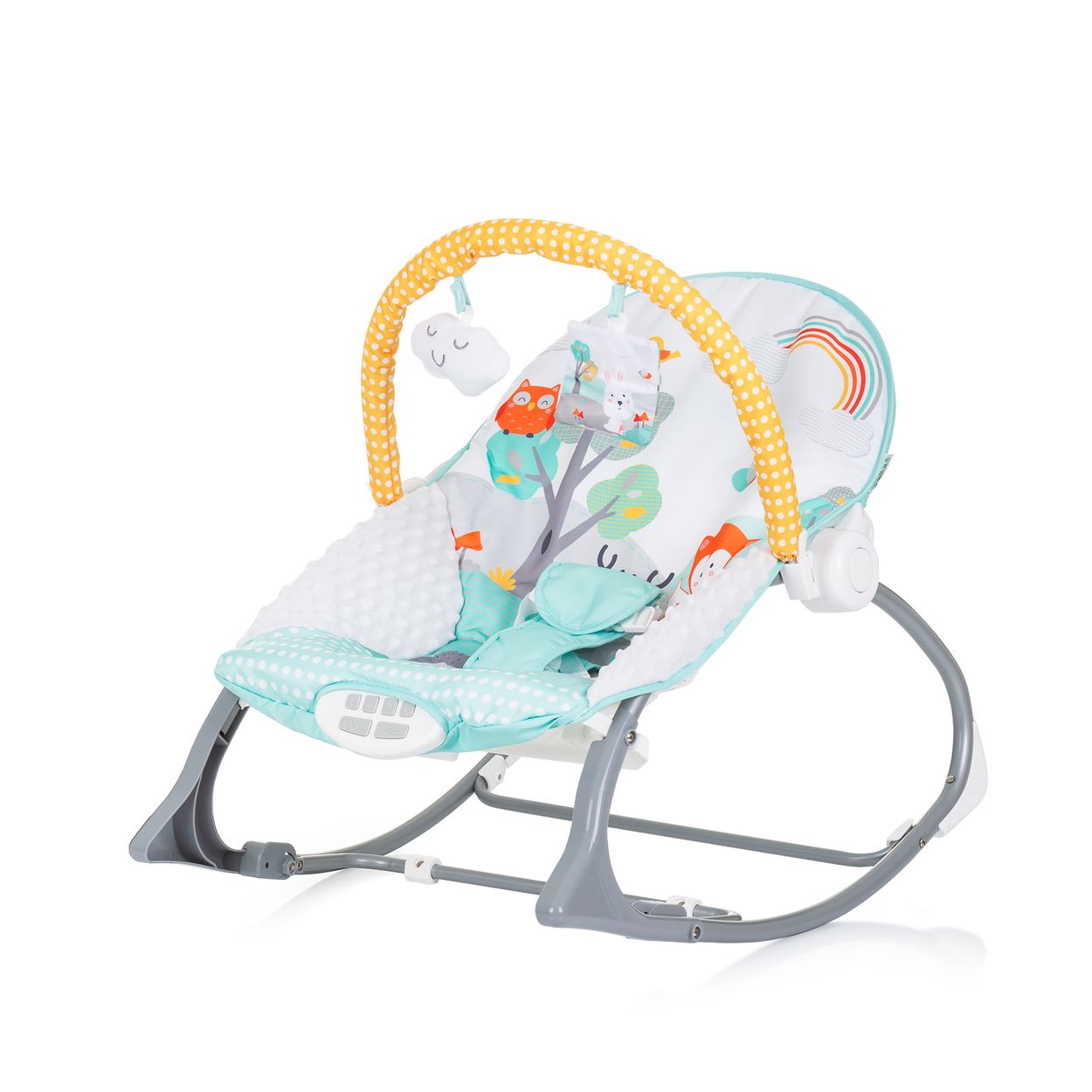 babywippe vibration musik BabyGo Babywippe Homey Elektrische Wippe mit Musik Holz main image 1