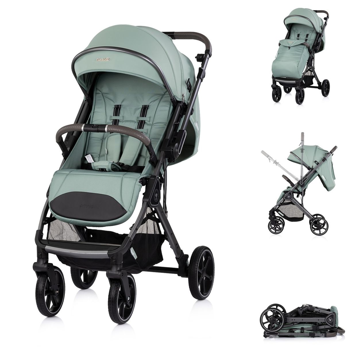 B-Ware Chipolino Kinderwagen Omnia RU-Rder, klappbar, Stodmpfer, Fusack  grn | Babyshoppen - Willkommen in unserem Shop fr Ihr Baby und Kleinkind
