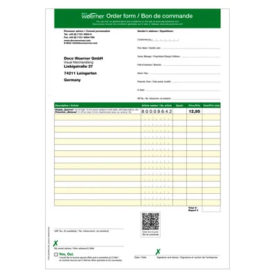 Formulaire de commande à imprimer