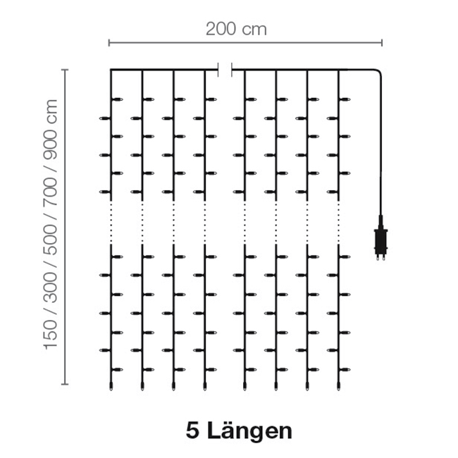 Rideau lumineux à LED 24 V pour l'ext., 900 LED, 500 x 200 cm - 5 Rideau lumineux à LED 24 V pour l'ext., 900 LED, 500 x 200 cm - 5