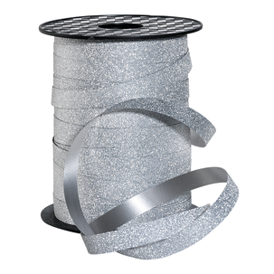 Poly-Geschenkband "Glimmer", silber, 10 mm, 100 m