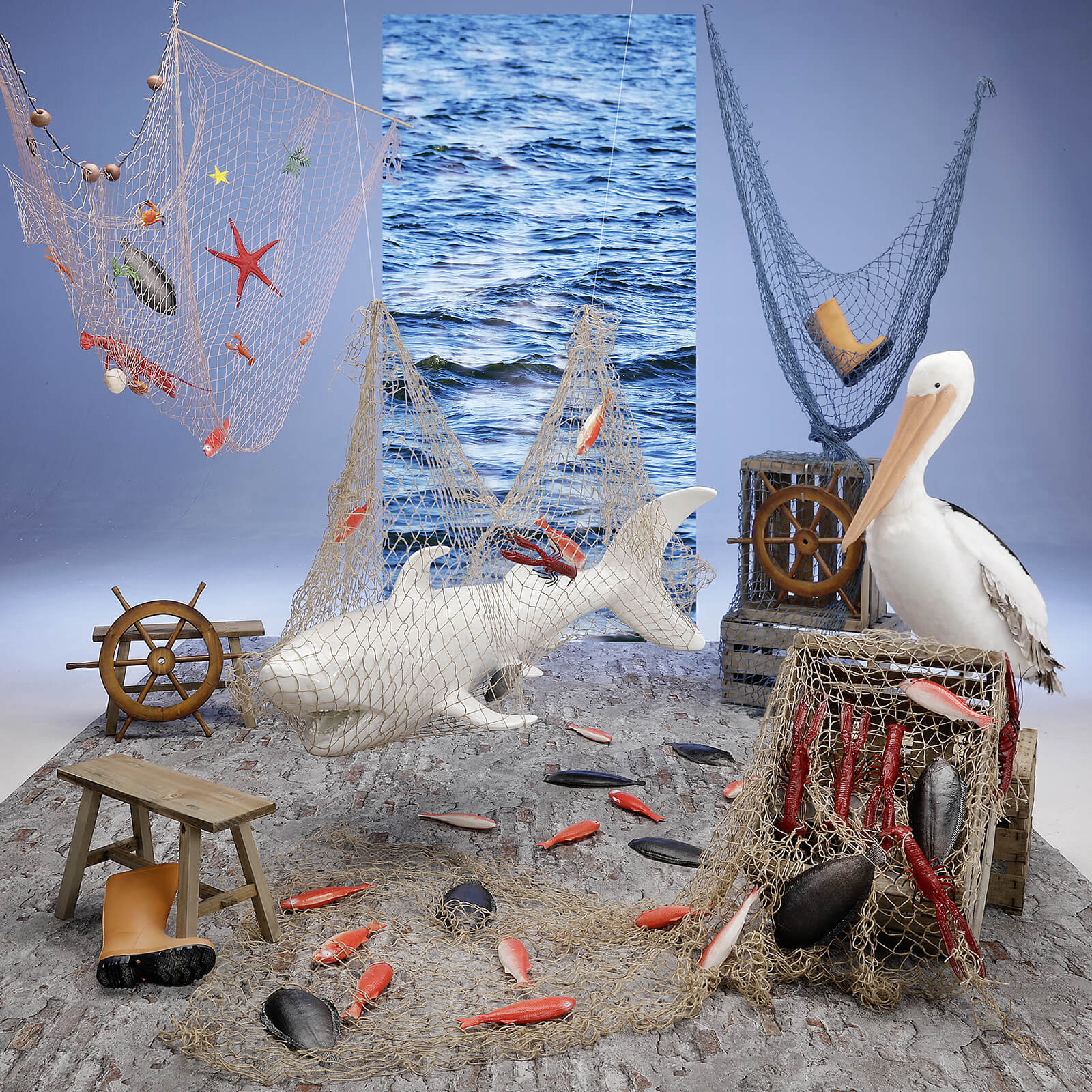 Red de pesca, color natural, 200 x 250 cm - 2 Red de pesca, color natural, 200 x 250 cm - 2