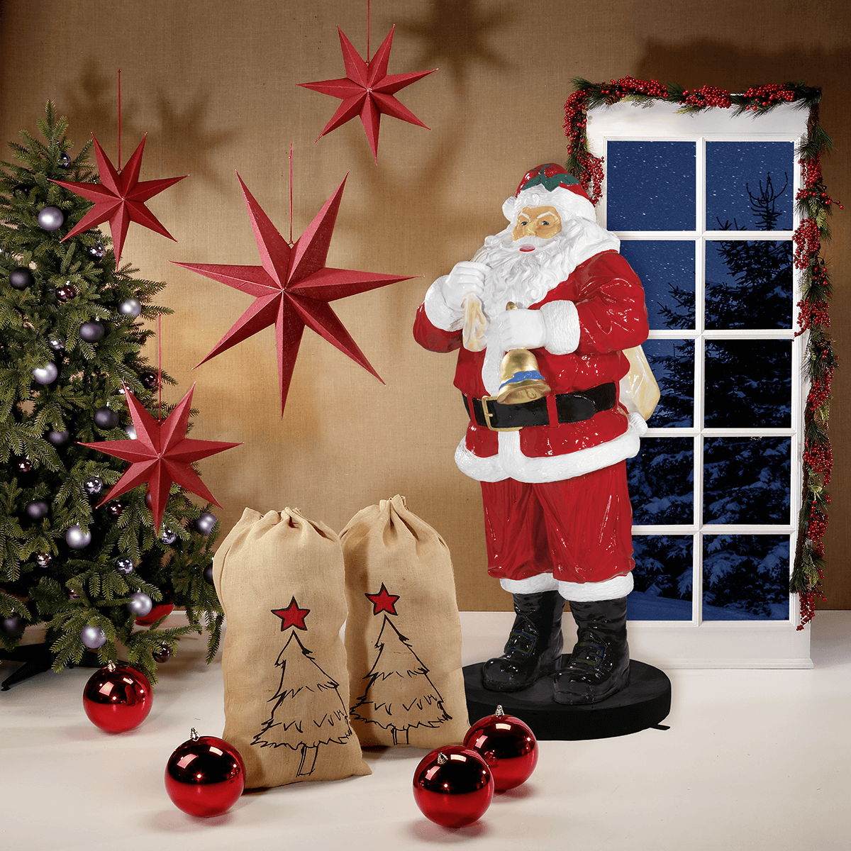 Papá Noel de fibra de vidrio 180 cm - 2 Papá Noel de fibra de vidrio 180 cm - 2