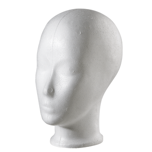 Tête déco en polystyrène, haut. 24 cm, blanche