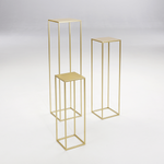 Plant stand metal table set gold 3pcs. - 0