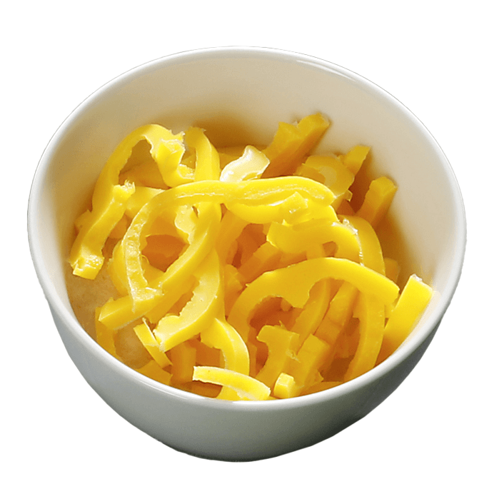 Paprika-Streifen gelb Lebensmittel-Attrappe, 100 g - 3 Paprika-Streifen gelb Lebensmittel-Attrappe, 100 g - 3
