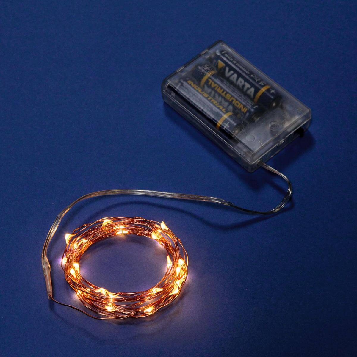 Chaîne lumineuse à fil à LED sur pile pour l’int., 50 LED, 5 m - 1