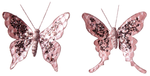 Butterfly with clip, 16 cm, 2 pcs, rose - 0