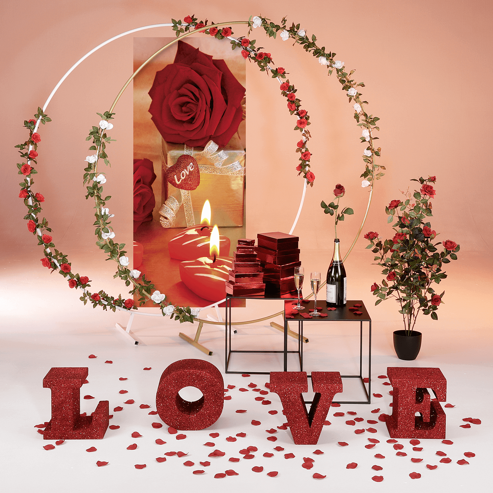 Artificial roses tendril 180 cm, red - 4 Artificial roses tendril 180 cm, red - 4