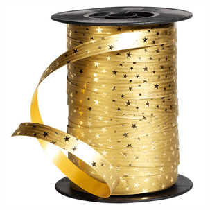 Poly-Ringelband "Sterne" 10 mm, 100 m, gold