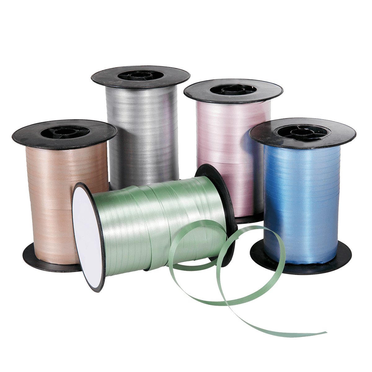 Ruban à friser pastel, 10 mm, 150 m, bleu pierre - 4