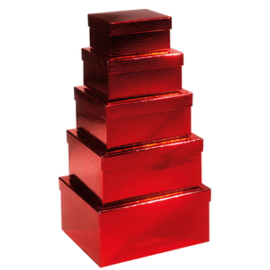 Cajas de cartón de regalo metálicas, rojas, 5 piezas