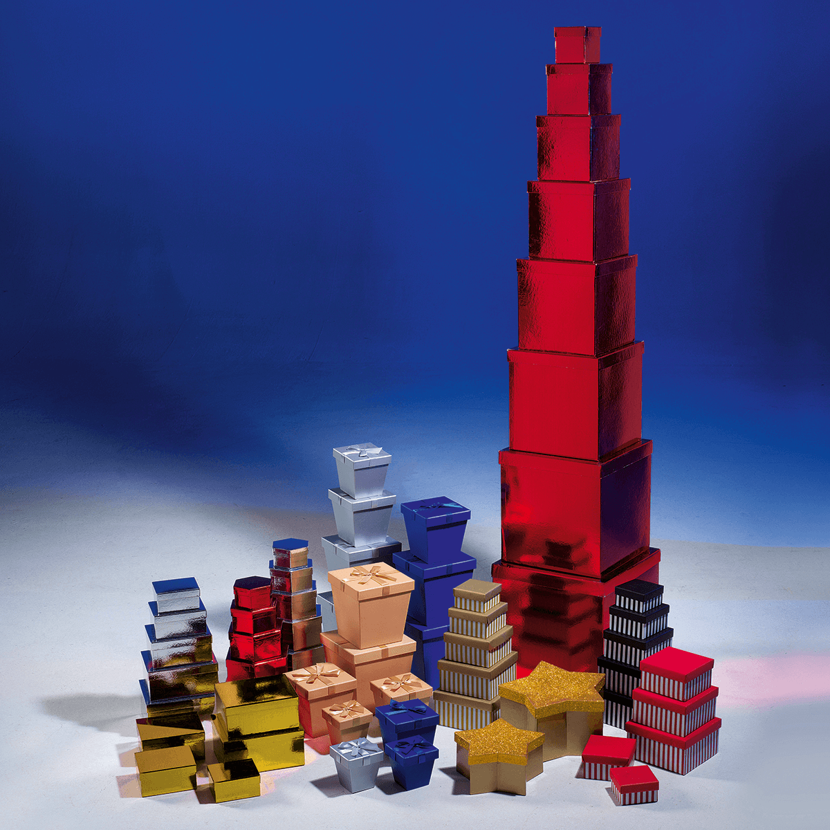 Cajas de cartón de regalo metálicas, plata, 5 piezas - 4 Cajas de cartón de regalo metálicas, plata, 5 piezas - 4