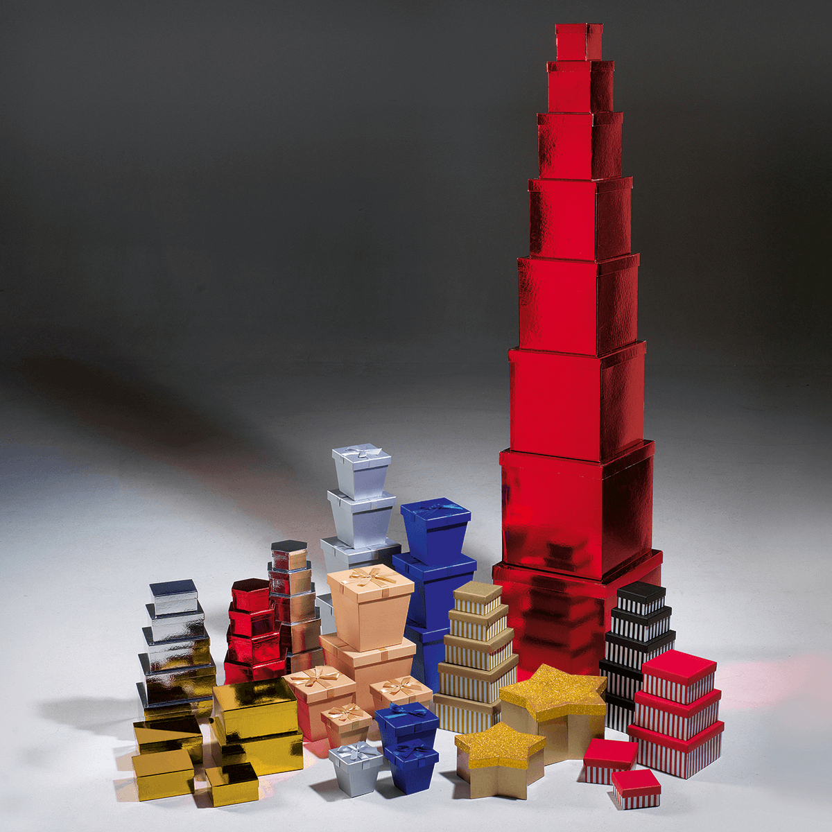 Cajas de cartón de regalo metálicas, plata, 5 piezas - 5 Cajas de cartón de regalo metálicas, plata, 5 piezas - 5