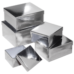 Cajas de cartón de regalo metálicas, plata, 5 piezas - 1