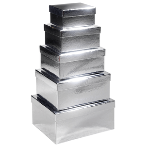 Cajas de cartón de regalo metálicas, plata, 5 piezas