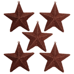 Decorative glitter stars nougat, Ø 10 cm, 5 pcs - 0